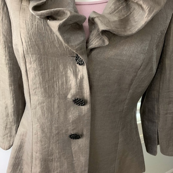 Adrianna Papell Ruffle Collar Jacket - Picture 8 of 10